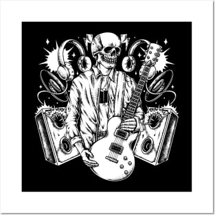 Skeleton Guitar Posters and Art